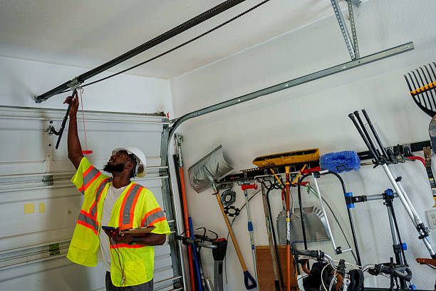 Professional Garage Door Panel Replacement technician working in Seis Lagos, TX